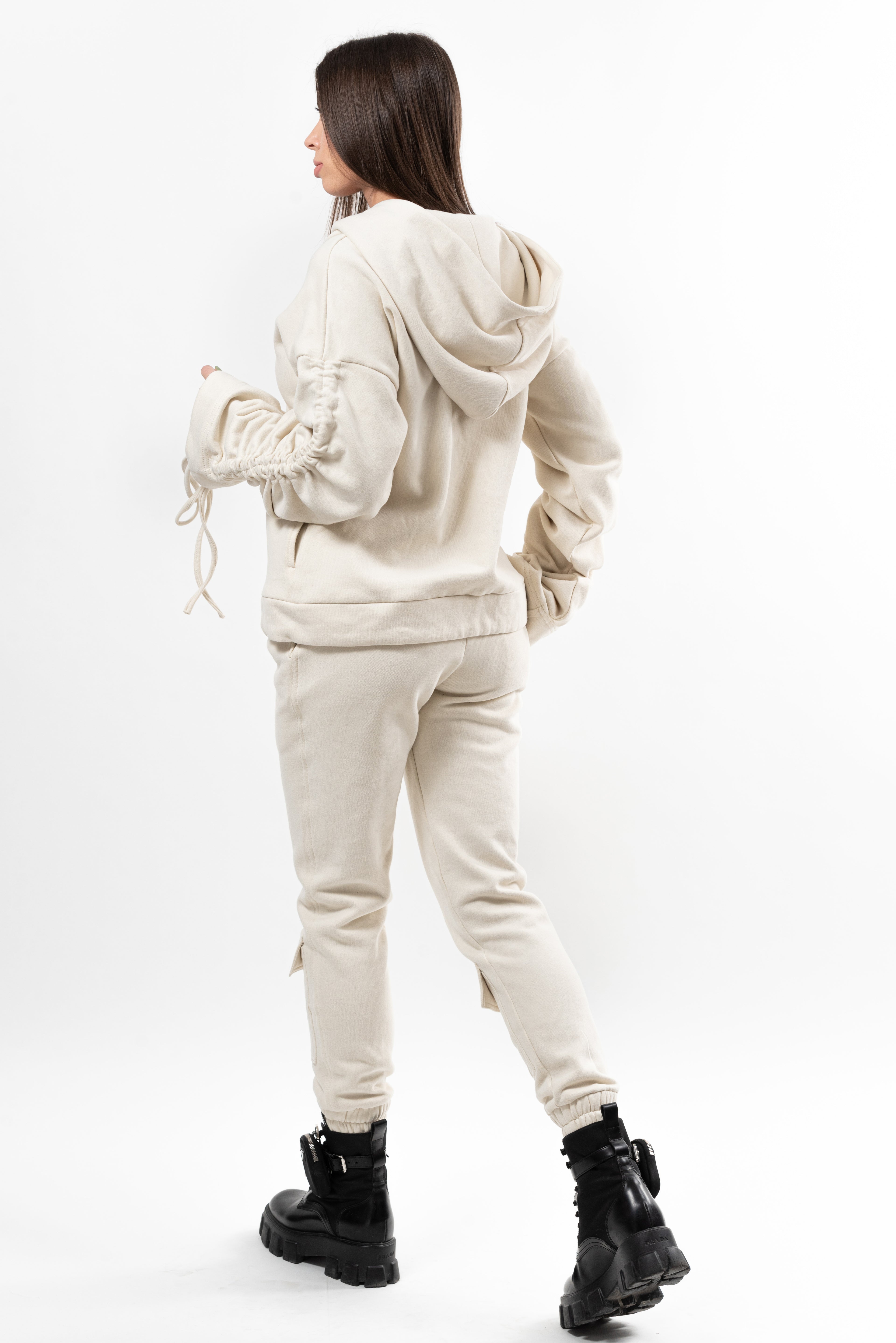 Pantalon dama din bumbac Simplicity Key light cream