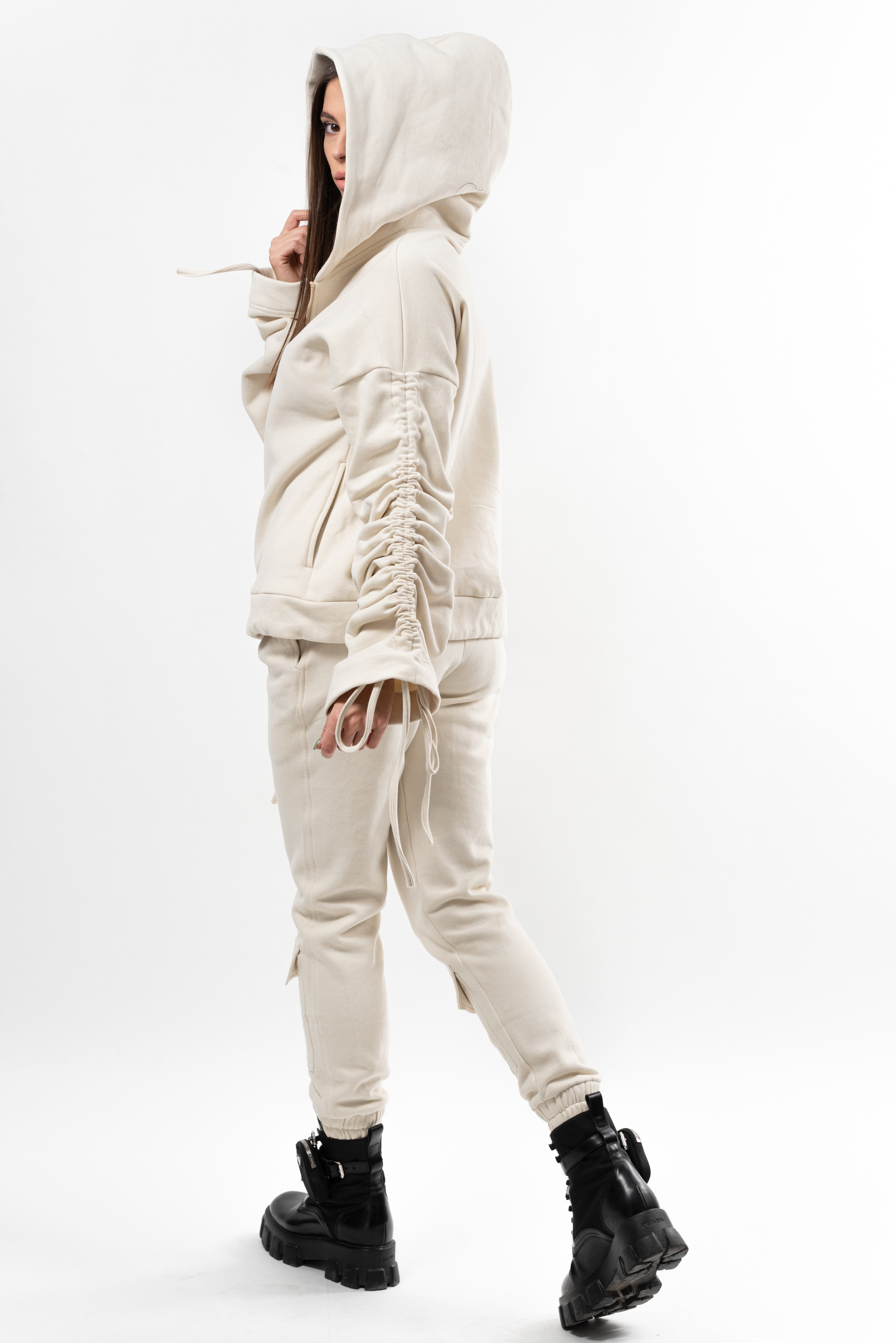 Pantalon dama din bumbac Simplicity Key light cream