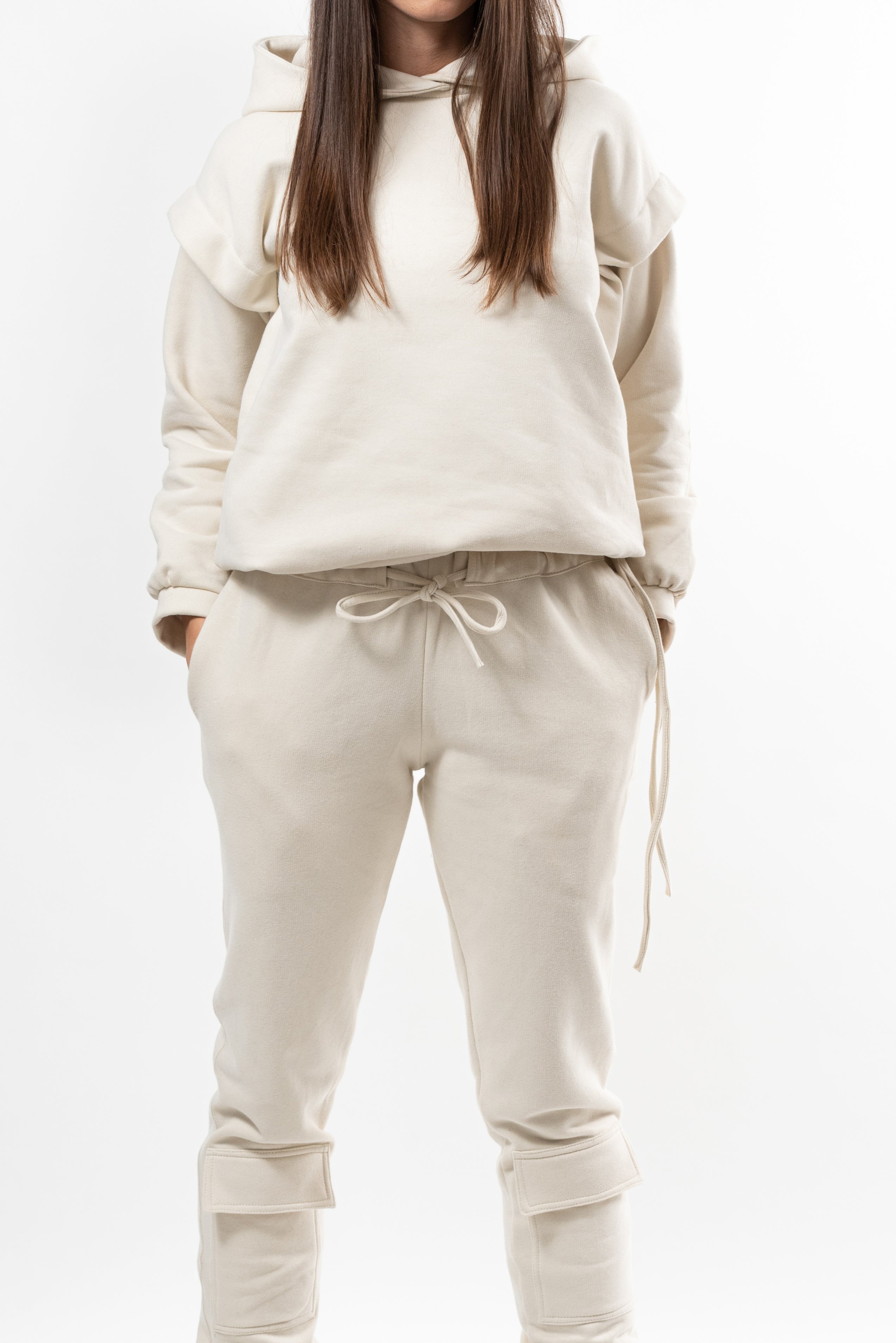 Hanorac dama din bumbac Angel Key - light cream.