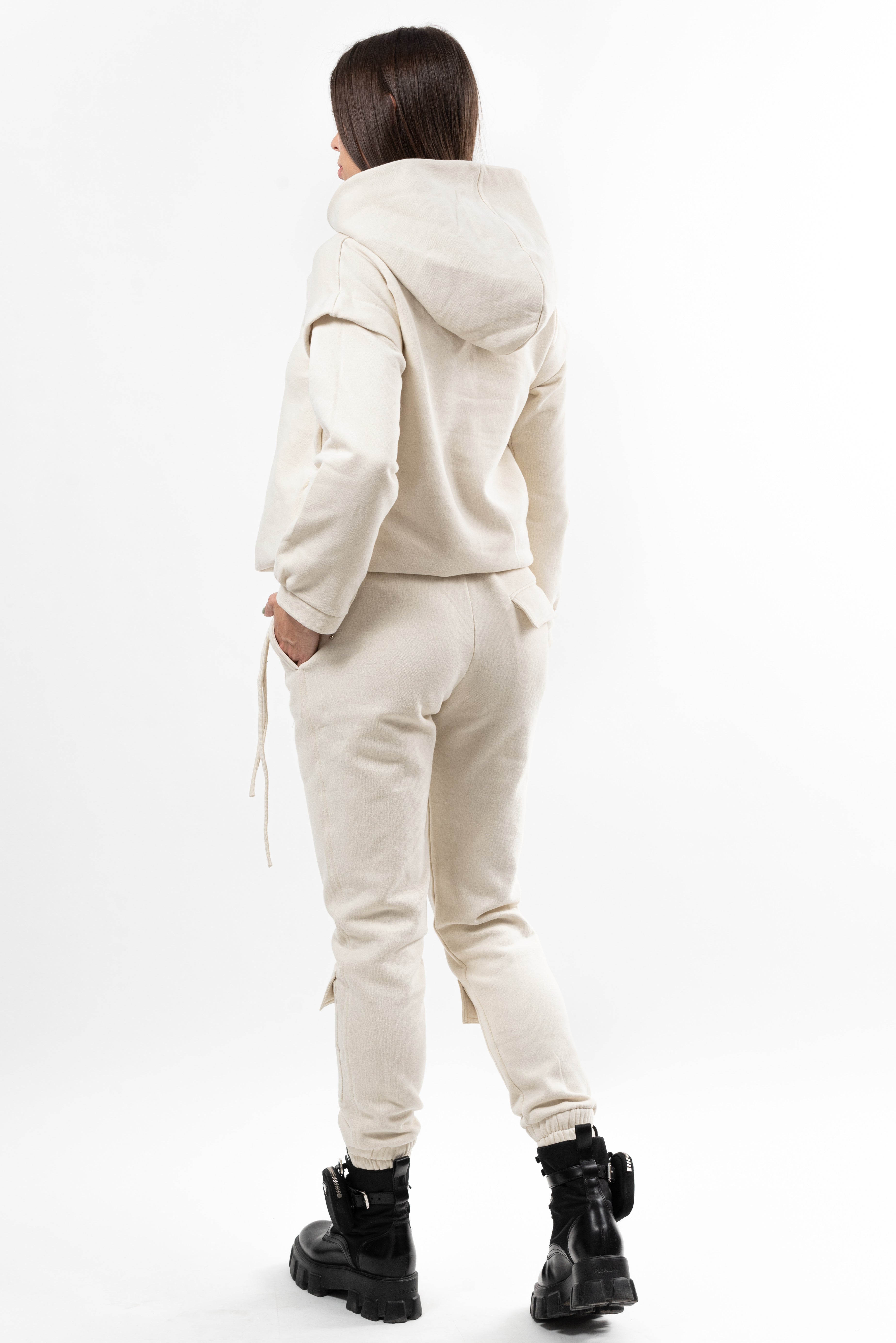 Hanorac dama din bumbac Angel Key - light cream.