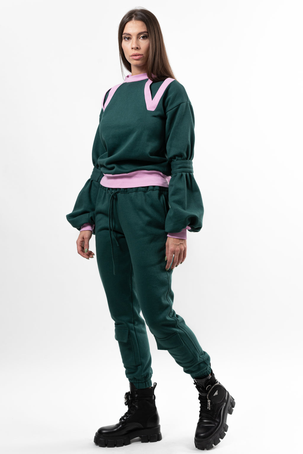 Hanorac bumbac New World Key-green & pink