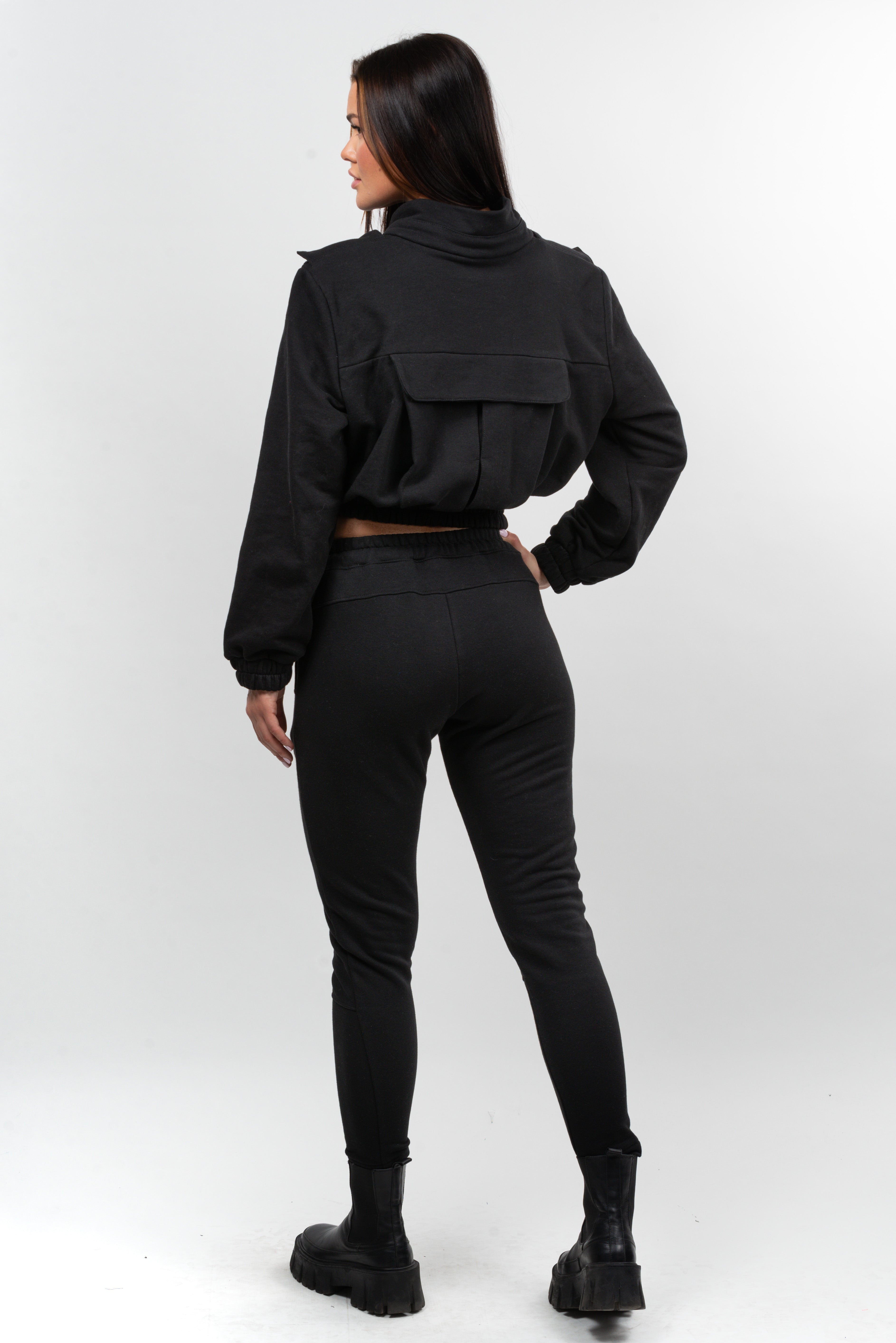 Pantalon bumbac P2  Key - croi pana - black