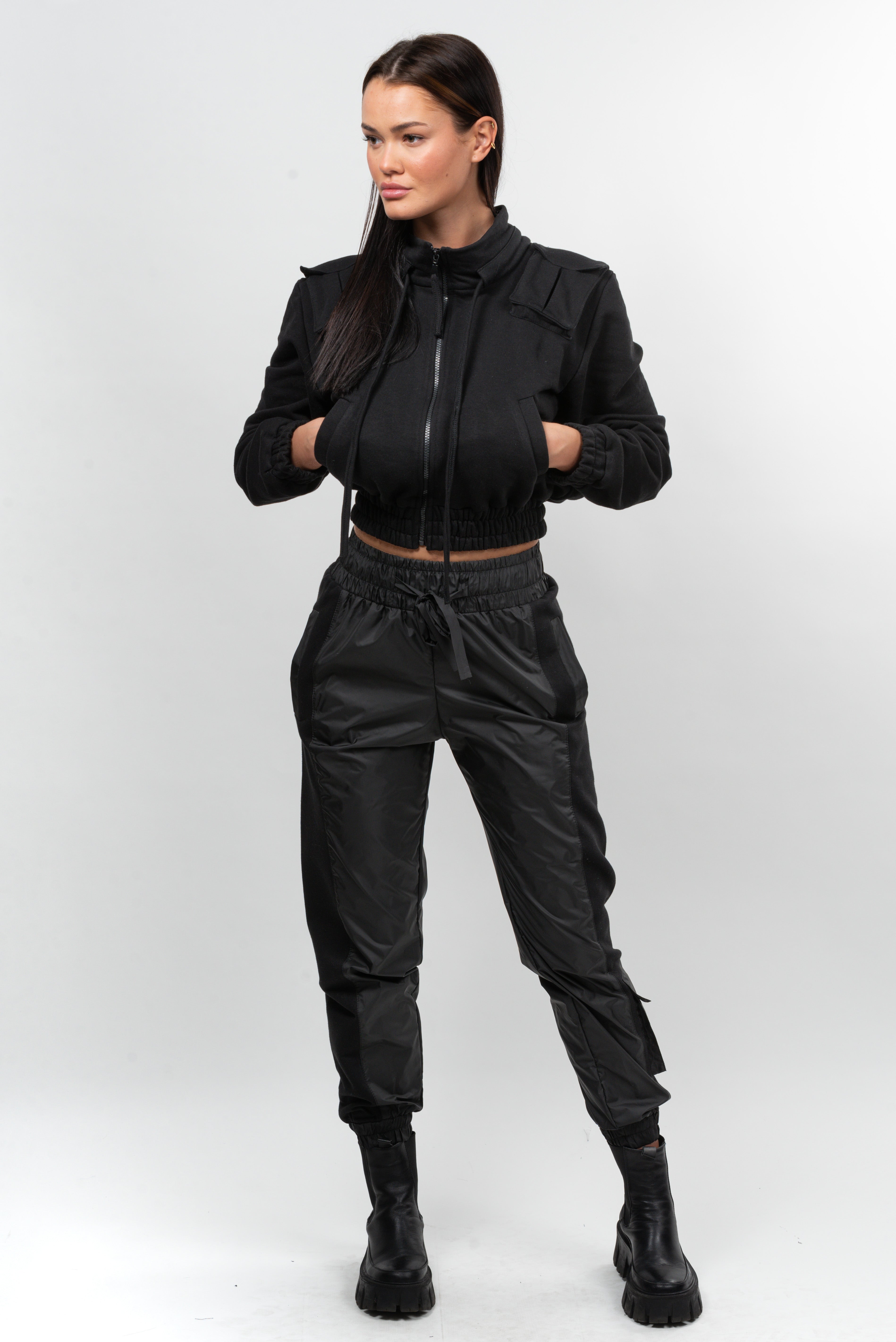 Pantalon bumbac cu fas P3 Double Key - black