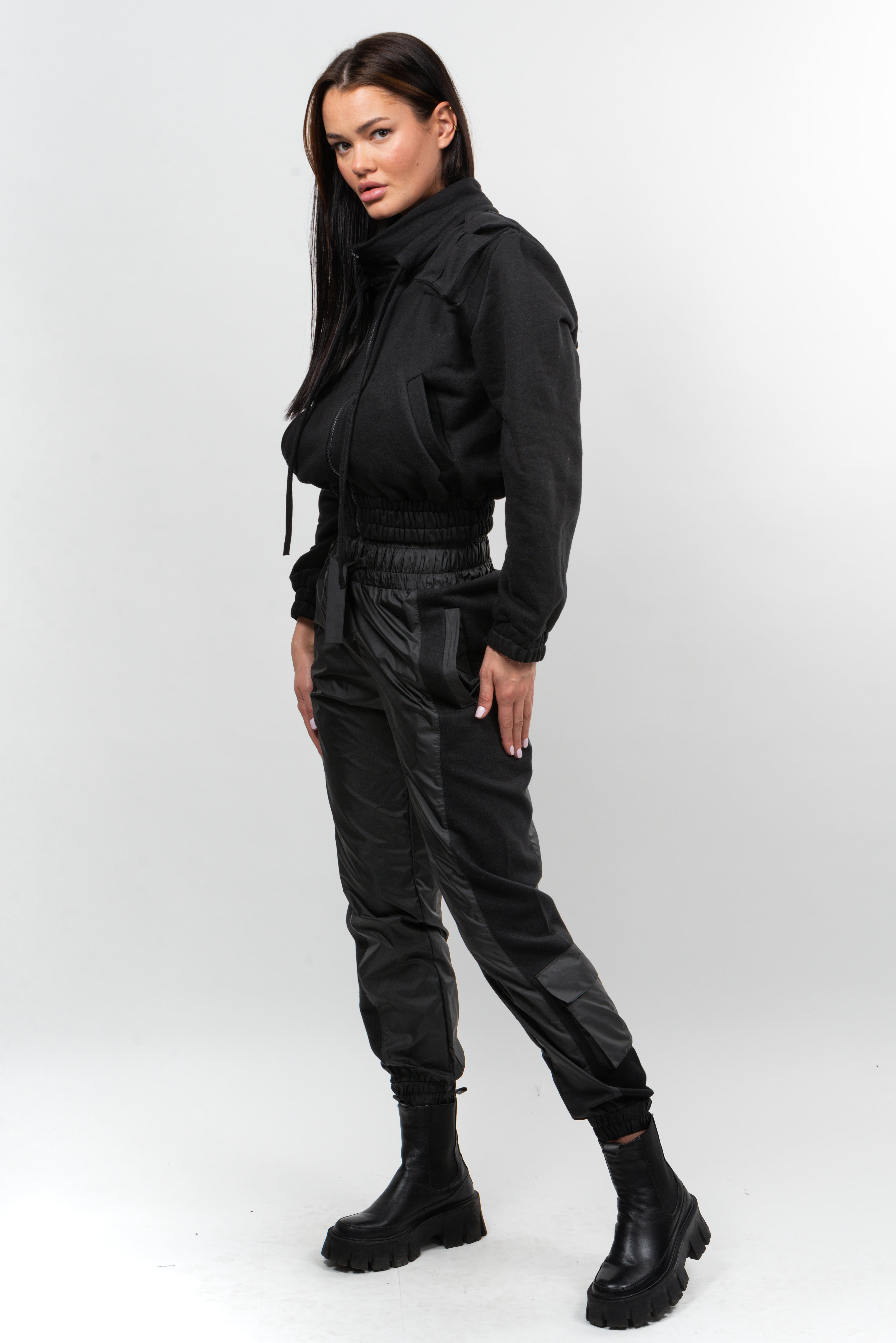 Pantalon bumbac cu fas P3 Double Key - black