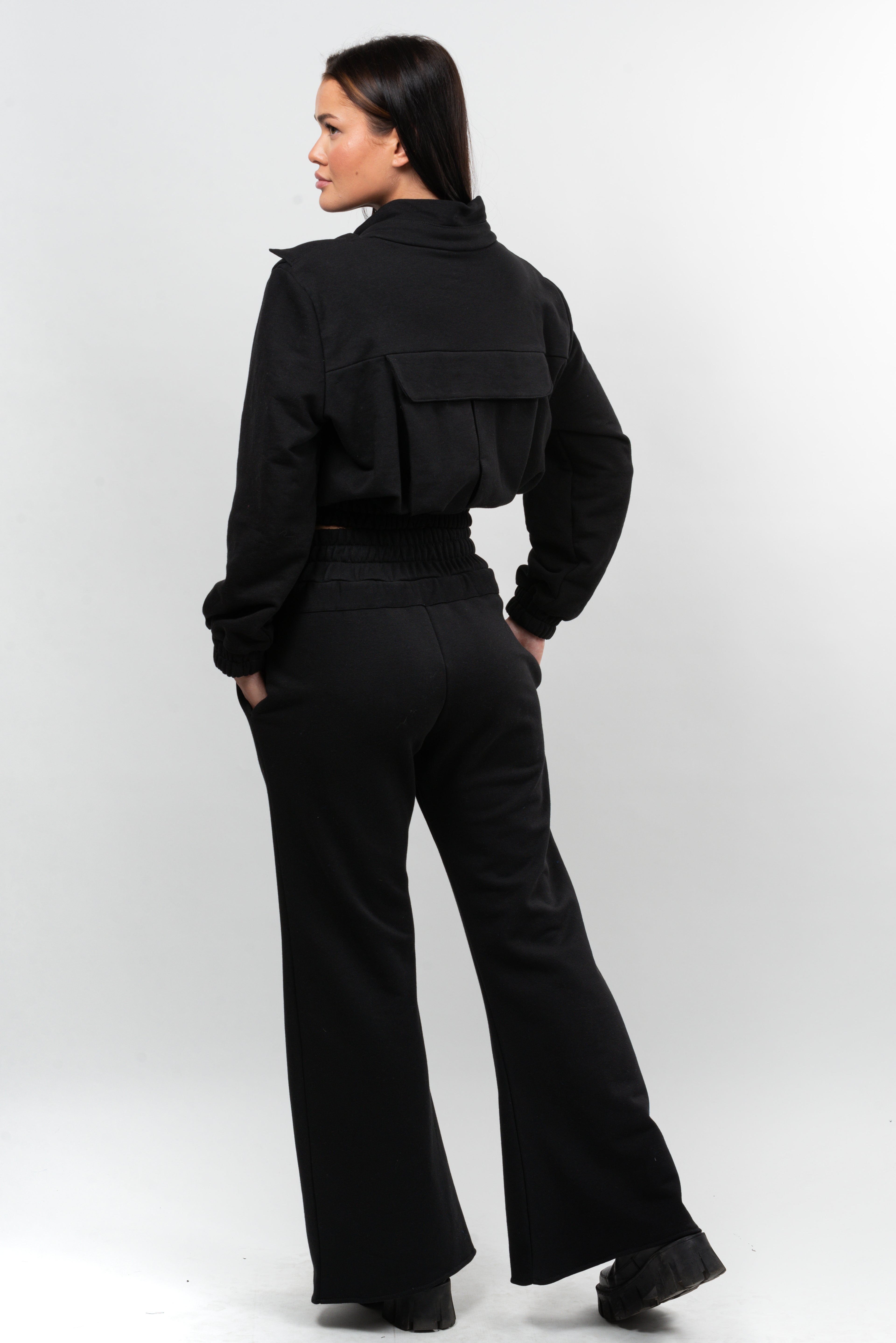 Pantalon bumbac P1 Key - croi larg - black