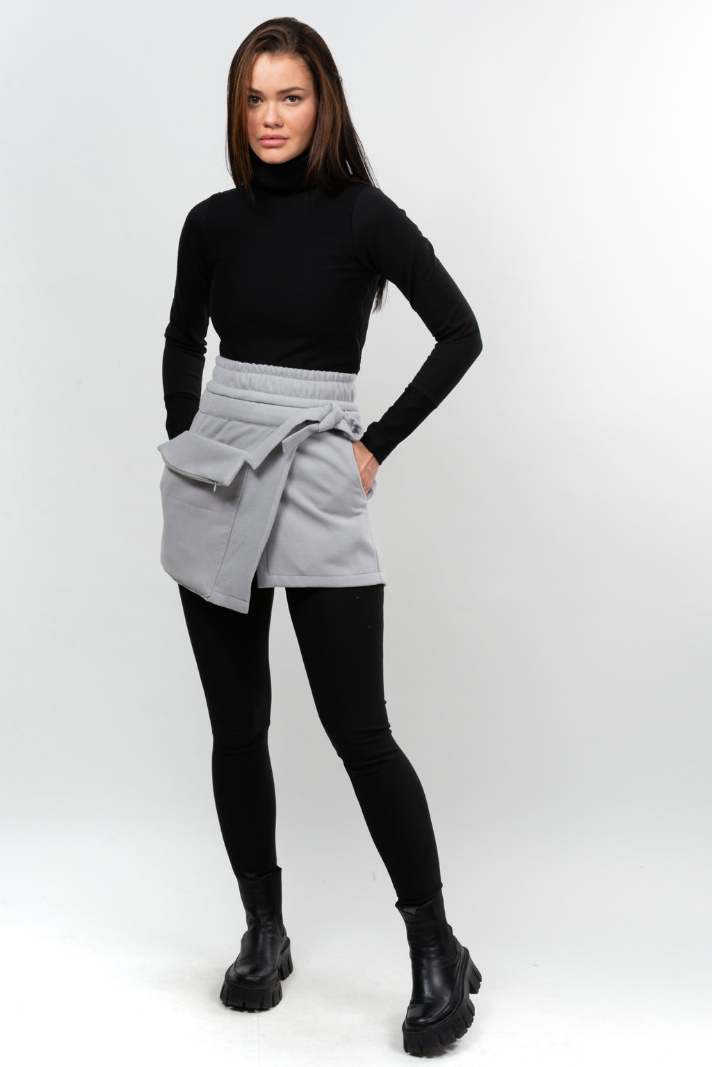 Fusta scurta lana Sky Limit F11 Key - gray.