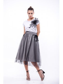 Fusta tulle cu aplicatii lucrate manual Octopus.