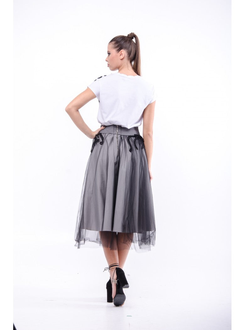 Fusta tulle cu aplicatii lucrate manual Octopus.