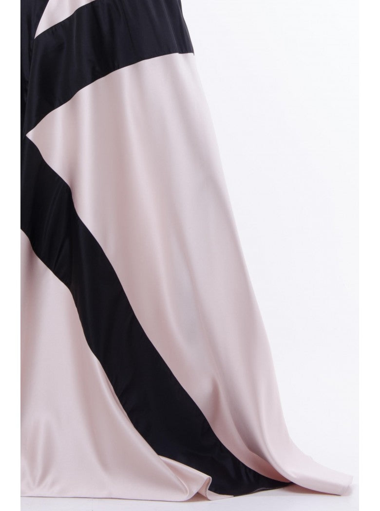 Fusta tafta fixa cu aplicatie in contrast – ivory & negru.