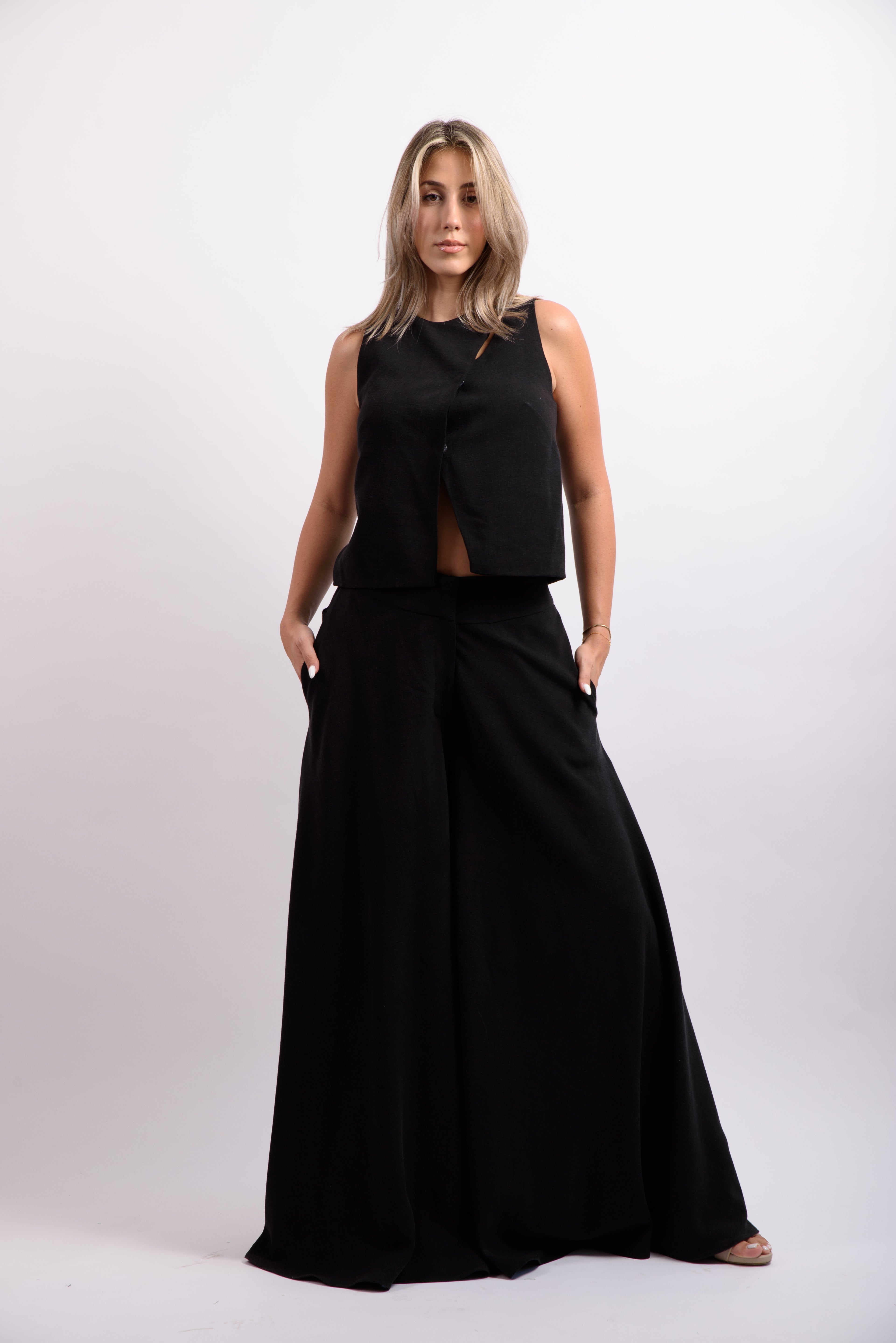 Fusta pantalon in cu vascoza - bej.