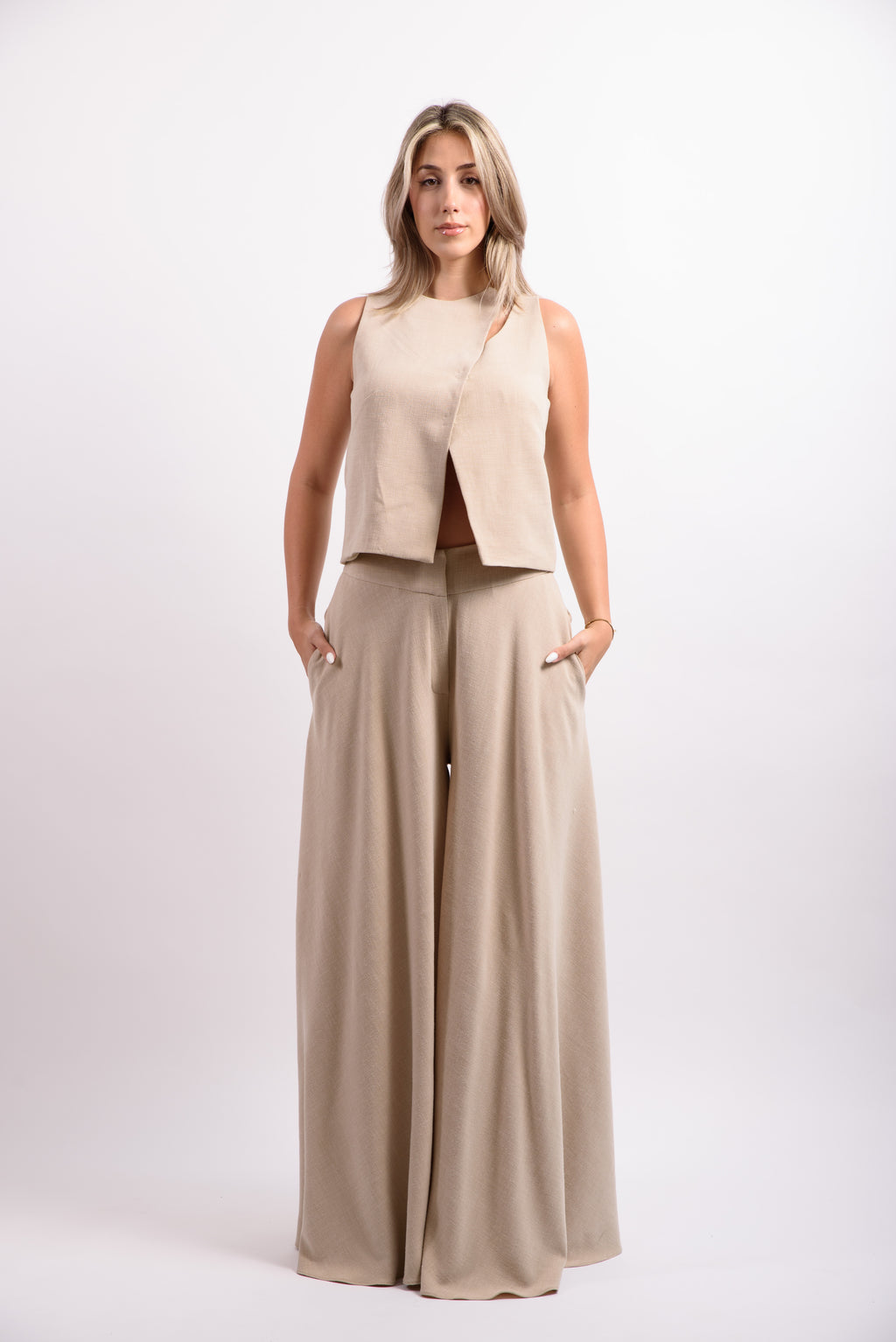 Fusta pantalon in cu vascoza - bej.