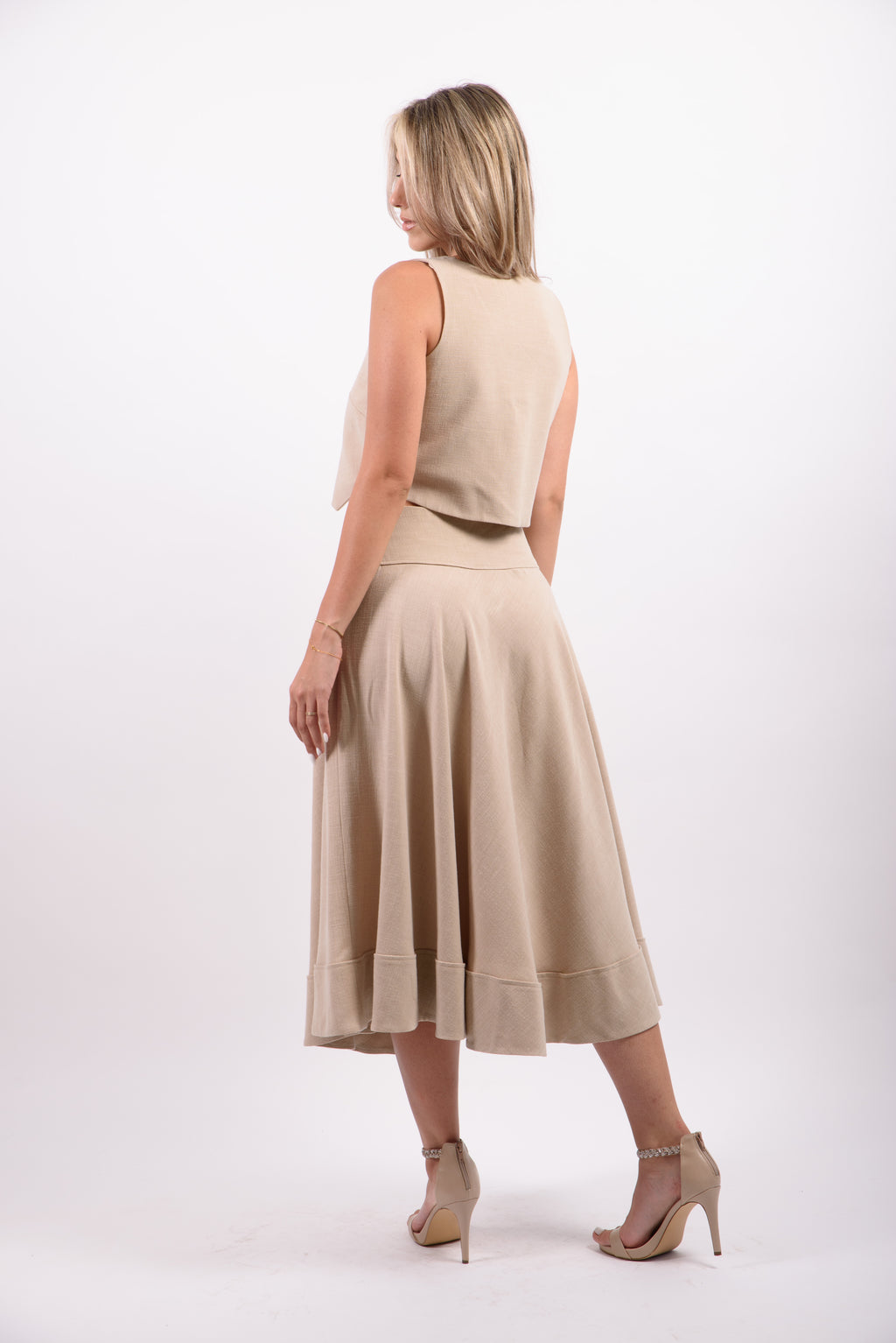 Fusta clos in cu vascoza - bej.